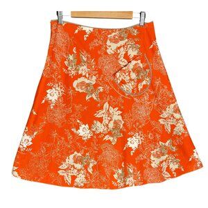 Anthropologie Lapis Floral ALine Skirt Medium Orange Y2K 90's Boho Festival Mini